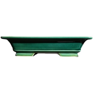Maceta rectangular de cerámica para bonsái, esmaltada en verde, poco profunda, para exhibición en escritorio. - Product Image 5
