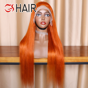 GS 180% 250% Body Wave #350 Orange Perruque Gingembre <span class=keywords><strong>Couleur</strong></span> Transparent Frontal Lace Perruques pour Femmes Noires Perruques de Cheveux Humains - Product Image 2