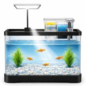 Aquarium tout-en-un N6-NEO LIGHT avec filtre supérieur et éclairage LED WRGB, aquarium de bureau en verre ultra-clair pour la maison - Product Image 1