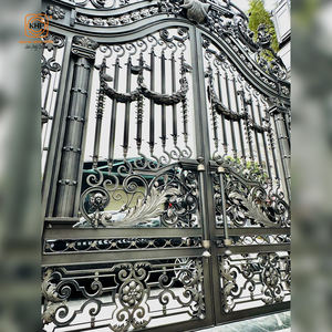 Portail en fer forgé moderne classique de luxe à double battant pour allée, conception professionnelle de modélisation 3D, entrée de villa à bon prix - Product Image 3