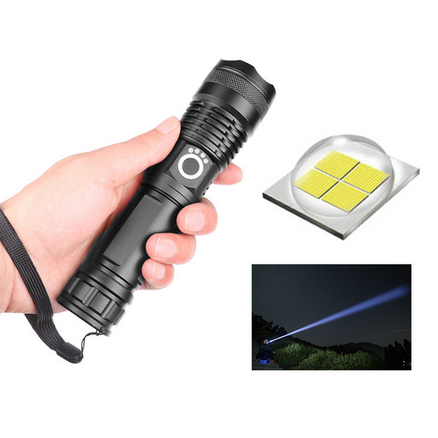 Super Bright High Lumens Flash Light 5 Modes Zoomable Power Display USB C Rechargeable Powerful Handheld LED Flashlights