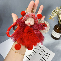 Porte-clés Pom Pom Pom Pom en Fourrure de Lapin, Porte-clés Fluffy, Porte-clés de Voiture, Charme de Sac, Cadeau, Porte-clés en Fourrure