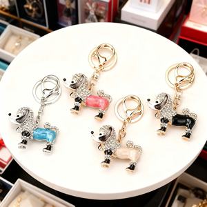 Llavero de Dachshund de Cristal y Diamantes de Imitación, Accesorio de Decoración para Coche, Colgante de Moda, Lindo y Lujoso - Product Image 1