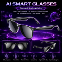 Lunettes de traduction intelligentes W100 AI, traduction vocale et vidéo en temps réel, étanches IP67, légères (35g) pour une utilisation mains libres