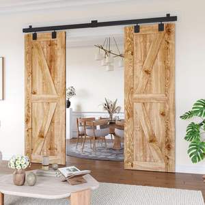 Kit de quincaillerie robuste pour rail de porte coulissante en bois massif avec support mural pour <span class=keywords><strong>la</strong></span> décoration d'atelier - Product Image 6