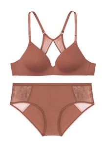 Reggiseno YUNCHI da donna ultra sottile a coppa 3/4 in pizzo sexy con ferretto e slip perizoma traspirante con logo in vita per l'estate - Product Image 4