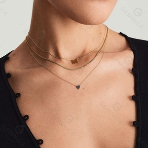 Gemnel 925 Sterling Silver Dainty Minimalist Mini <strong>Heart</strong> Pave <strong>Black</strong> Diamond Necklace for Girl - Product Image 5