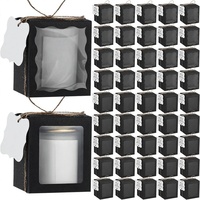 ReliThick - Caja de Regalo para 100 Velas Cúbicas, Empaque Transparente, Velas de 4-10 oz, 50 Etiquetas de Papel de Agradecimiento, Cuerda de Cáñamo, para Bodas/Bebés