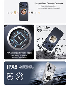 Étui à encre HD tendance pour iPhone 17 Pro Max, étanche IPX8 avec aimant, NFC et béquille, bouton de capture IA pour iPhone 17 - Product Image 5