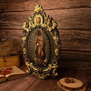 Estatua de madera hecha a mano de La Virgen María, Nuestra Señora Guadalupe, diseño moderno, decoración religiosa para el hogar, regalo religioso católico - Product Image 5