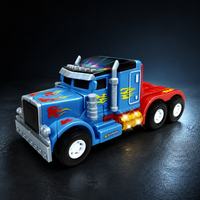 Camion robot semi-remorque durable, non toxique et déformable avec tuyaux d'échappement et moteur doré – Cadeau éducatif pour enfants