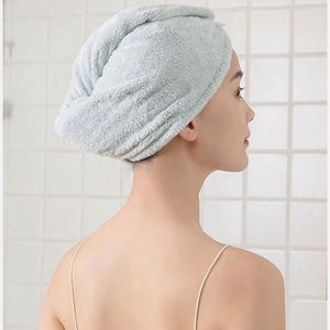 Wholesale Super Absorbent Microfiber Bath Dry Hat Cap Head <b>Wrap</b> Turban Hair Drying Towels With Button for Women - Product Image 3
