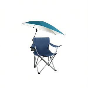 Chaise de plage pliable avec porte-gobelet et parasol amovibles, structure en aluminium, tissu polyester, mobilier d'extérieur pour la plage - Product Image 1