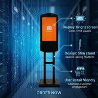 Kiosque de commande alimentaire tactile mural de 23,6 pouces pour restaurant intérieur, avec paiement par lecture de code QR et SDK