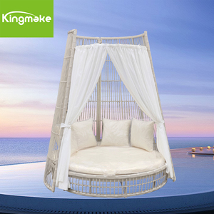 Todo clima al aire libre sala de estar silla Villa ratán mimbre sofá cama al aire libre impermeable teca cabaña - Product Image 4