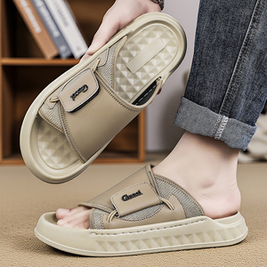 Claquettes pour hommes avec logo personnalisé, en EVA, avec fermeture <span class=keywords><strong>velcro</strong></span>, semelle en caoutchouc souple et épaisse, antidérapantes, légères, pour l'été - Product Image 5