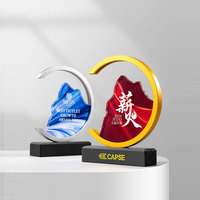 Mountain Shape Awards Trophée en verre cristal poli Prix en métal