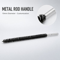 Brosse spirale en nylon noir PA66 avec manche en métal de 10 mm, diamètre extérieur 60 mm, longueur 300 mm, brosse industrielle personnalisée