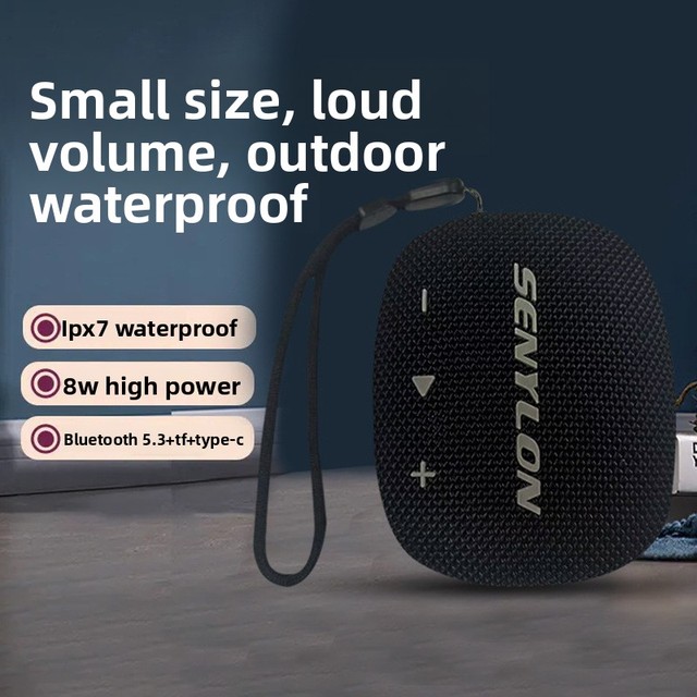 Wireless 5.3 for Speaker Portable Outdoor High-Volume Subwoofer Card Slot IPX7 Waterproof Mini Audio System 8W Built-in