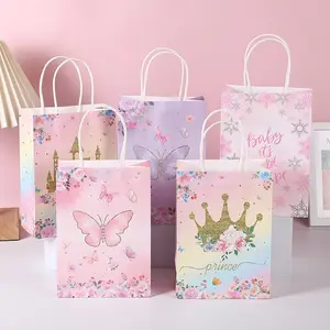 सस्ते कस्टम डिज़ाइन क्राफ्ट पेपर बैग खाद्य सफेद क्राफ्ट अपना खुद का लोगो ले जाएं गुलाबी हैंडल के साथ पेपर बैग क्राफ्ट के लिए धन्यवाद