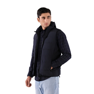 Gilet matelassé noir à capuche pour homme, fermeture éclair, vêtement d'extérieur décontracté d'hiver, coupe-vent sans manches - Product Image 1