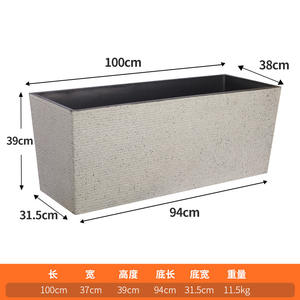 Maceta <span class=keywords><strong>de</strong></span> plástico rectangular para interior, patio exterior, resina, gran diámetro, cuadrado, <span class=keywords><strong>piedra</strong></span> <span class=keywords><strong>de</strong></span> imitación, maceta - Product Image 6