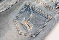 Shorts en jean pour hommes, taille plus, style vintage, délavé, avec franges, déchirures, style baggy