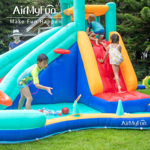 AirMyFun casa di rimbalzo all'aperto per bambini stile acqua zona arrampicata per bambini e scivolo doppia combinazione con soffiatore - Product Image 5