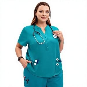 Blouses médicales grises unisexe avec poches, porte-stéthoscope, uniformes d'hôpital en toile, logo personnalisé, détection d'aiguilles - Product Image 3