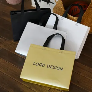 Wholesale Price Custom Printed gold metallic Recycle Reusable PP Laminated Non Woven Tote Shopping Bags Non Woven Shopping Bag