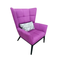 Fauteuil d'appoint moderne et confortable en tissu violet avec dossier haut et pieds en métal pour appartement, hôtel ou salon