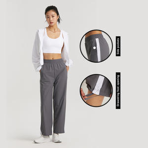 CK1513 Promover Pantalon de yoga à jambes larges pour femmes Pantalon de survêtement évasé confortable avec poches Pantalon extensible taille haute - Product Image 2