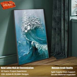 Stampa su <span class=keywords><strong>Tela</strong></span> di Onde Oceaniche Astratte e Texturizzate, Decorazione Murale, Dipinto a Olio 3D Personalizzato di Paesaggio Costiero - Product Image 5