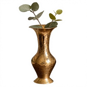 Vase à fleurs en laiton de style européen, décoration de table, pot à fleurs en métal, plantes artificielles, vases vintage faits à la main pour la maison - Product Image 1