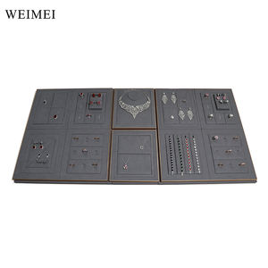 WEIMEI Vente en gros de présentoirs à bijoux en daim de luxe, présentoir de comptoir à bijoux en velours bleu - Product Image 1