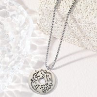 Magnifique Collier Pendentif Guitare Arabe Islamique Musulman Calligraphie Bismillah en Acier Inoxydable Bijoux Aïd Vente en Gros pour Femmes et Hommes