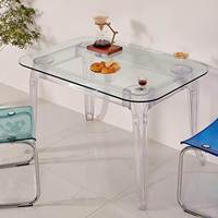 Nouvelle conception de meubles de salle à manger, table de salle à manger en plastique acrylique, table de salle à manger en verre cristal acrylique, meubles de salle à manger