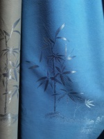 Tissu classique à motif Forêt de bambou de la montagne Stone, haute précision, idéal pour les rideaux occultants pour salons et chambres à coucher