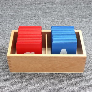 Montessori Toys-letras de papel de lija del alfabeto, mayúsculas y minúsculas, 52 letras y caja de almacenamiento de madera, juguetes educativos de madera - Product Image 3