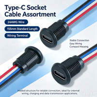 Connecteur USB-C femelle rond LN-006 M11 pour panneau, pour boîtier électronique DIY, entrée d'alimentation et transmission de signal