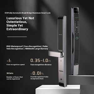Serrure Intelligente Entièrement Automatique Étanche pour Porte de Cour, WiFi, Antivol, en Alliage d'Aluminium à Pont Thermique Coupé, avec Déverrouillage par Empreinte Digitale et Palme - Product Image 2