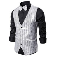 Veste de smoking à sequins pour homme, taille européenne, pour performance, costume de scène pour animateur de boîte de nuit, gilet, vêtements