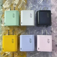 Indikator LED Colokan US Warna-warni USB A+C Dual Port PD 35W GaN Pengisi Daya Cepat Adaptor Charger Dinding untuk Samsung Android
