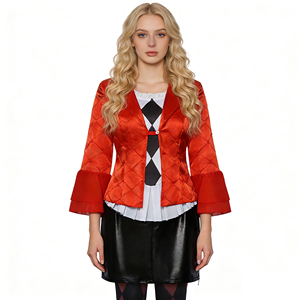 Disfraz de Personaje de Película - Disfraz de Arlequín Femenino, Traje Rojo de Tela de Poliéster, Disfraz de Halloween - Product Image 1