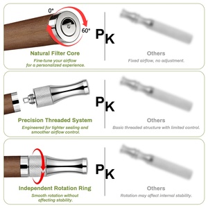 Wooden Stainless Steel Pocket Inhaler Anxiety Relief Women Custom Logo Refillable Smokeless - Product Image 5