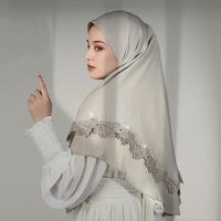 Foulard Zifeng OEM Malaisien Nouveau à Couche Unique avec Dentelle, Châle en Lin Cristal avec Strass