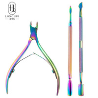 Kit de manucure professionnel Longhui Factory OEM/ODM : Coupe-cuticules en acier inoxydable, pousse-cuticules double tête en acier, et outils de coupe d'ongles