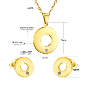 Joyas De Acero Inoxidable Stainless Steel Round <b>Jewelry</b> <b>Set</b> Bisuteria <b>Brides</b> to Earrings and Necklaces - Product Image 3