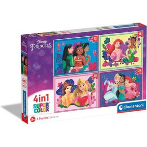 CLEMENTONI SUPERCOLOR - PUZZLE 4 IN 1 PRINCIPESSA DI DISNEY - Product Image 1