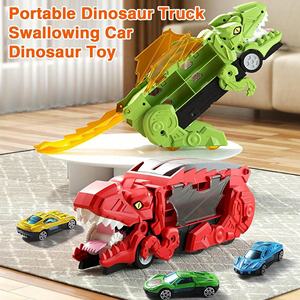 Jouets de <span class=keywords><strong>voiture</strong></span> de transport de dinosaures, camion de transport de jouets, ensemble de pistes avec 4 voitures en alliage, camion de jouets se transforme en dinosaure pour tout-petits - Product Image 3
